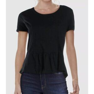 Joe's Collection Peggy Peplum Ruffled Hem Top Black ( XS )
